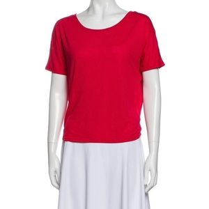 ALO Yoga Short Sleeve Scoop Neck Top in Red